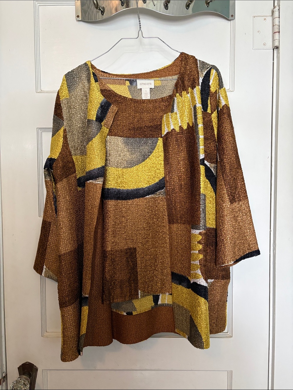 Chico's 2-Piece Shell & Jacket Set Geometric Print Size 1 (US 8)